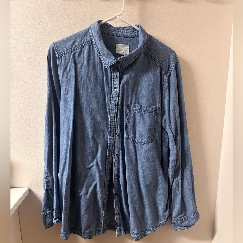 Caslon Long Sleeve Denim Shirt Size Large